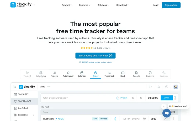 Clockify dashboard