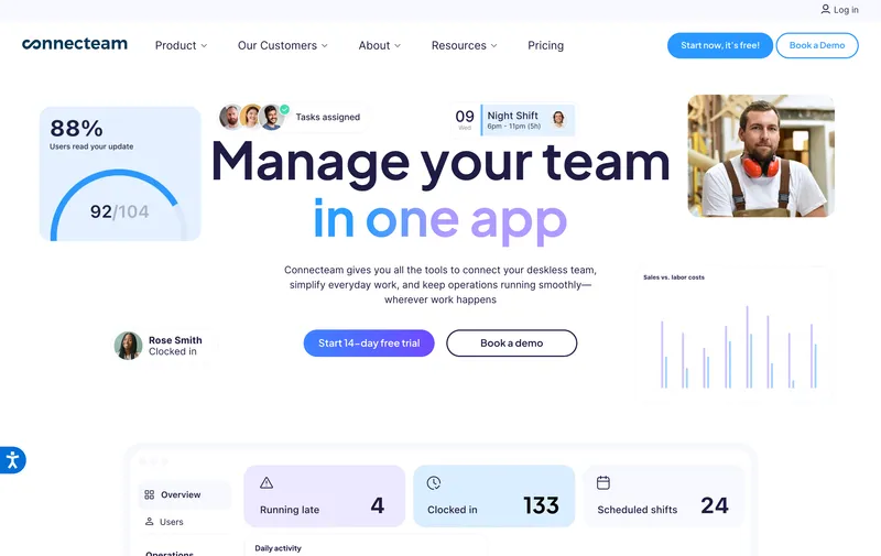 Connecteam workforce management platform homepage