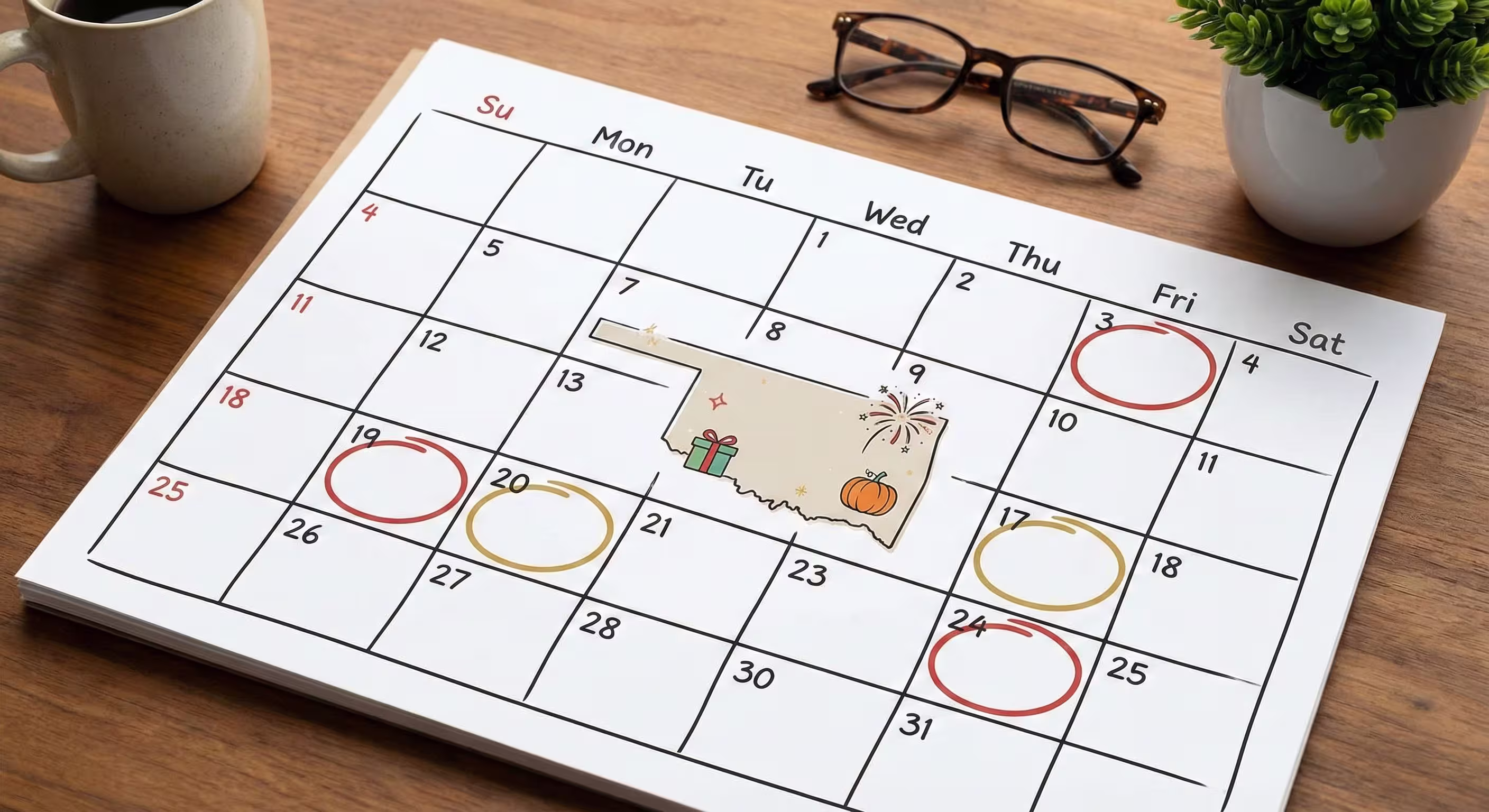 Oklahoma holidays 2026: full list of federal holidays plus personal holiday options including Statehood Day. See dates, office closures, and school schedules.