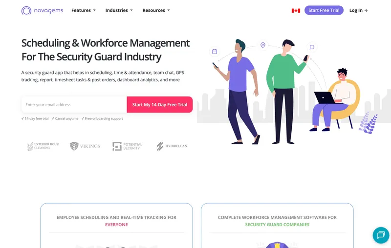 Novagems time tracking software for security guard companies