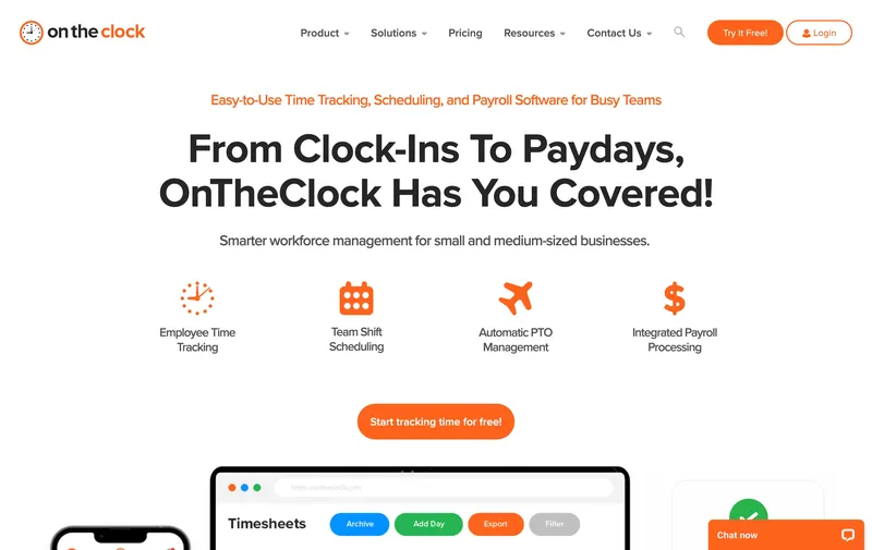 OnTheClock dashboard