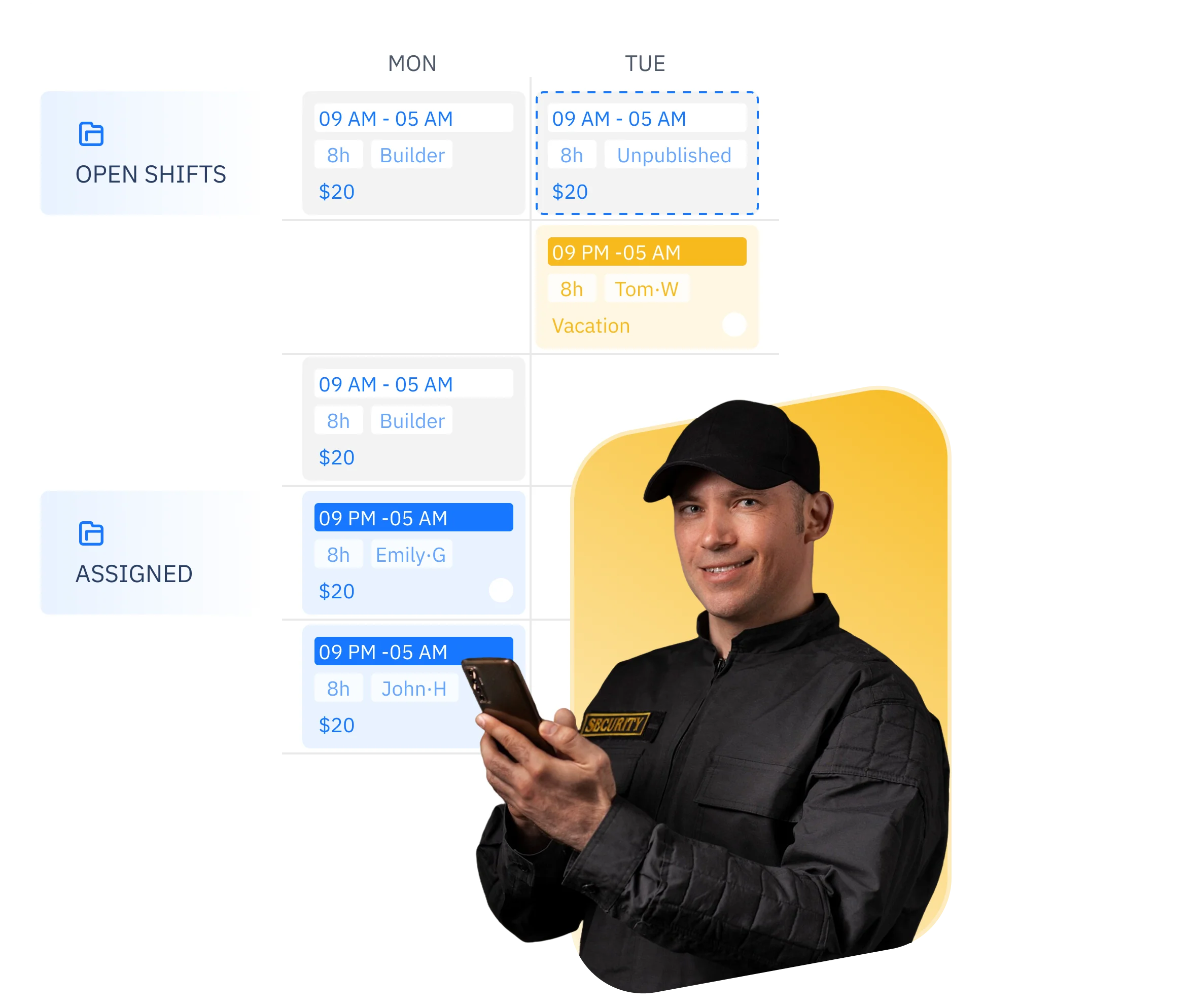 Manage shifts, overtime, and compliance