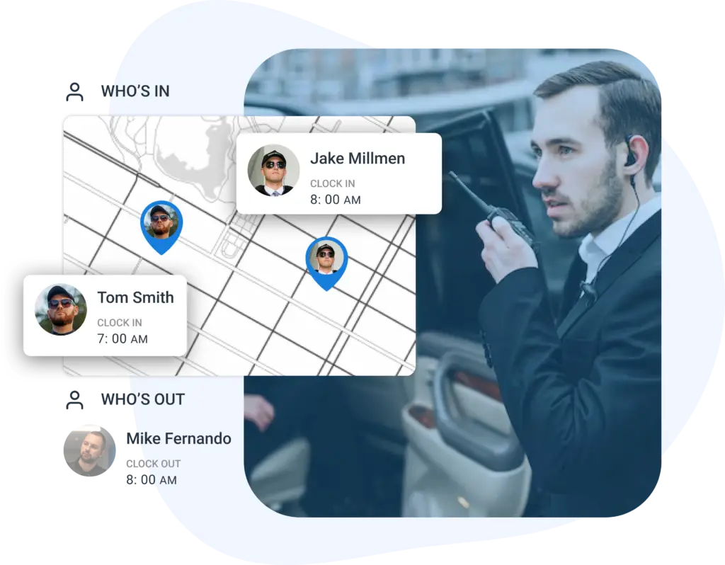 Live GPS timeline for security shifts