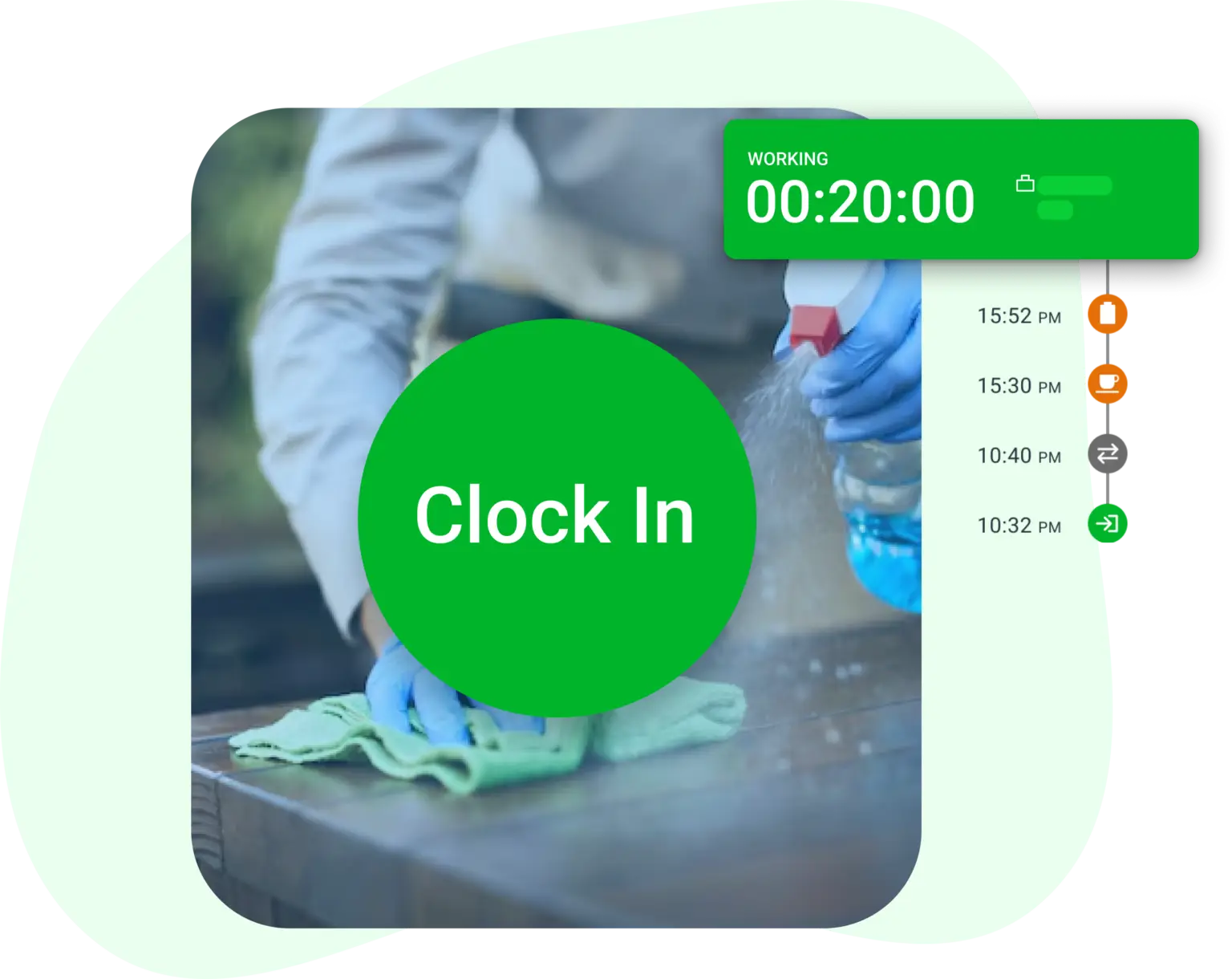 Simplified time tracking workflows tailored for cleaners