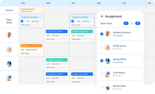 Build your schedule and assign shifts