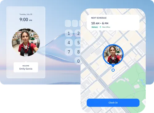 Team members clock in with GPS verification